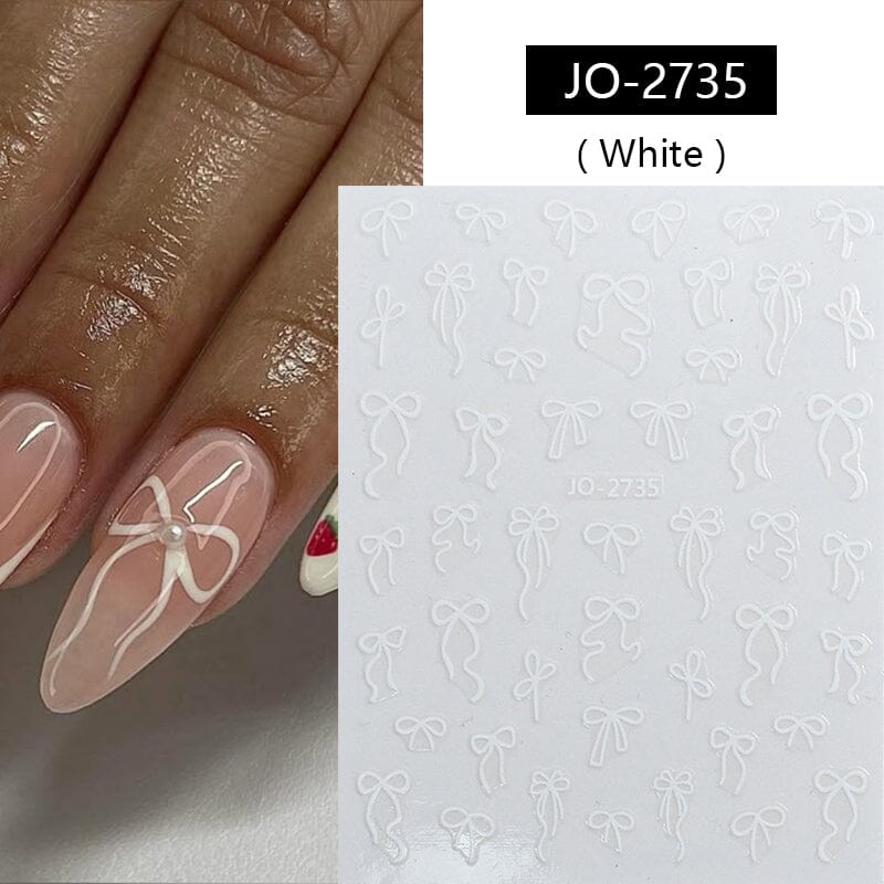 White Bowknot 3D Self Adhesive Nail Stickers Nail Art No Brand 