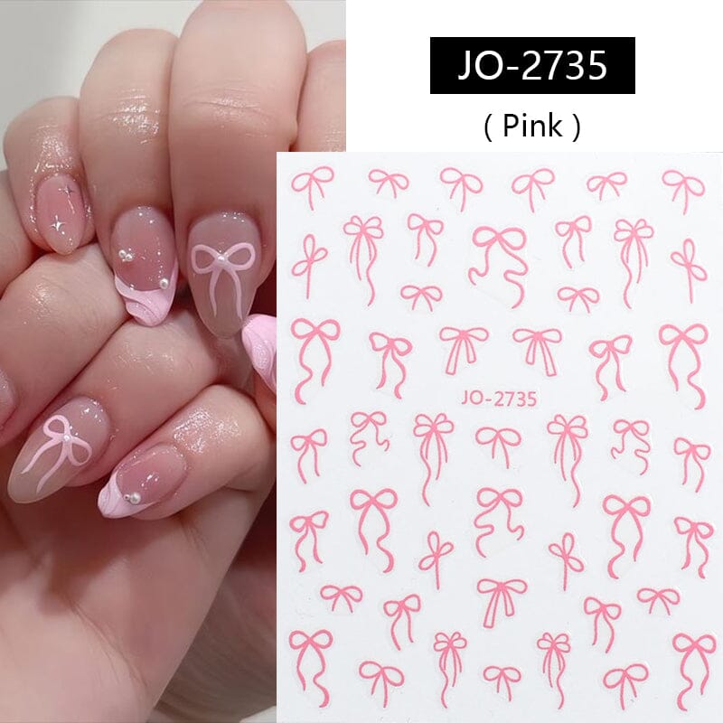 Pink Bowknot 3D Self Adhesive Nail Stickers Nail Art No Brand 
