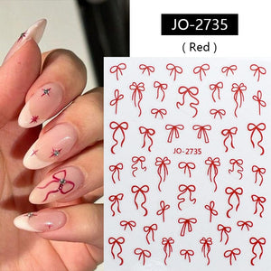 Red Bowknot 3D Self Adhesive Nail Stickers Nail Art No Brand 
