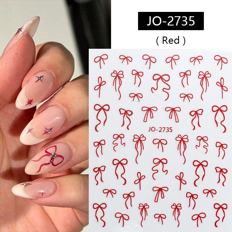 Red Bowknot 3D Self Adhesive Nail Stickers Nail Art No Brand 