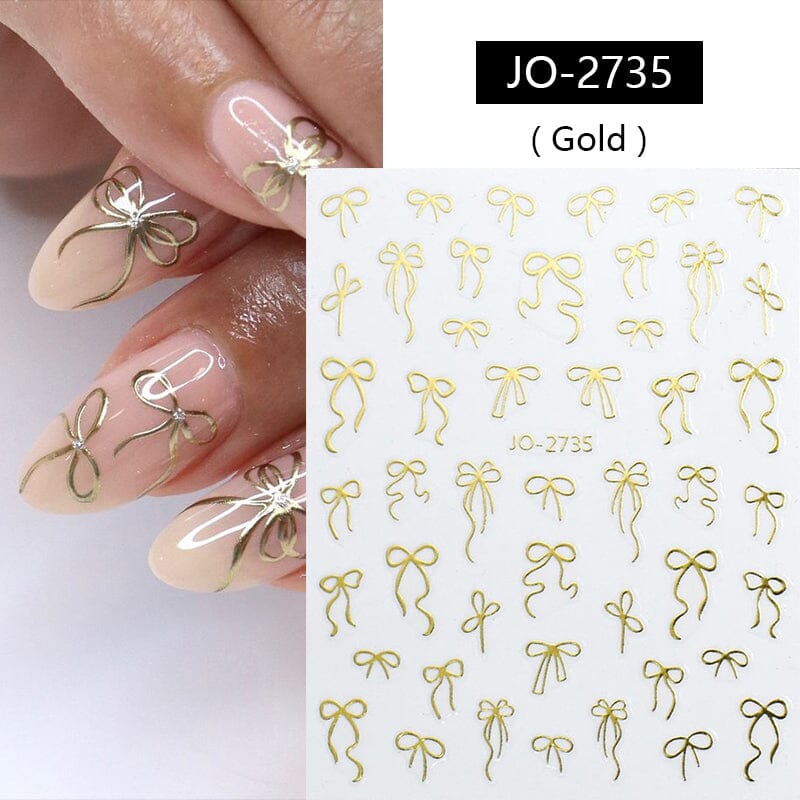 Gold Bowknot 3D Self Adhesive Nail Stickers Nail Art No Brand 