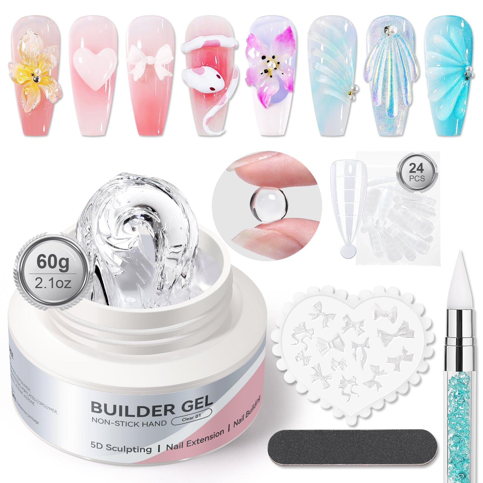 Clear 60g Non Stick Hand Extension Nail Kit #01 Extension Nail Gel BORN PRETTY 