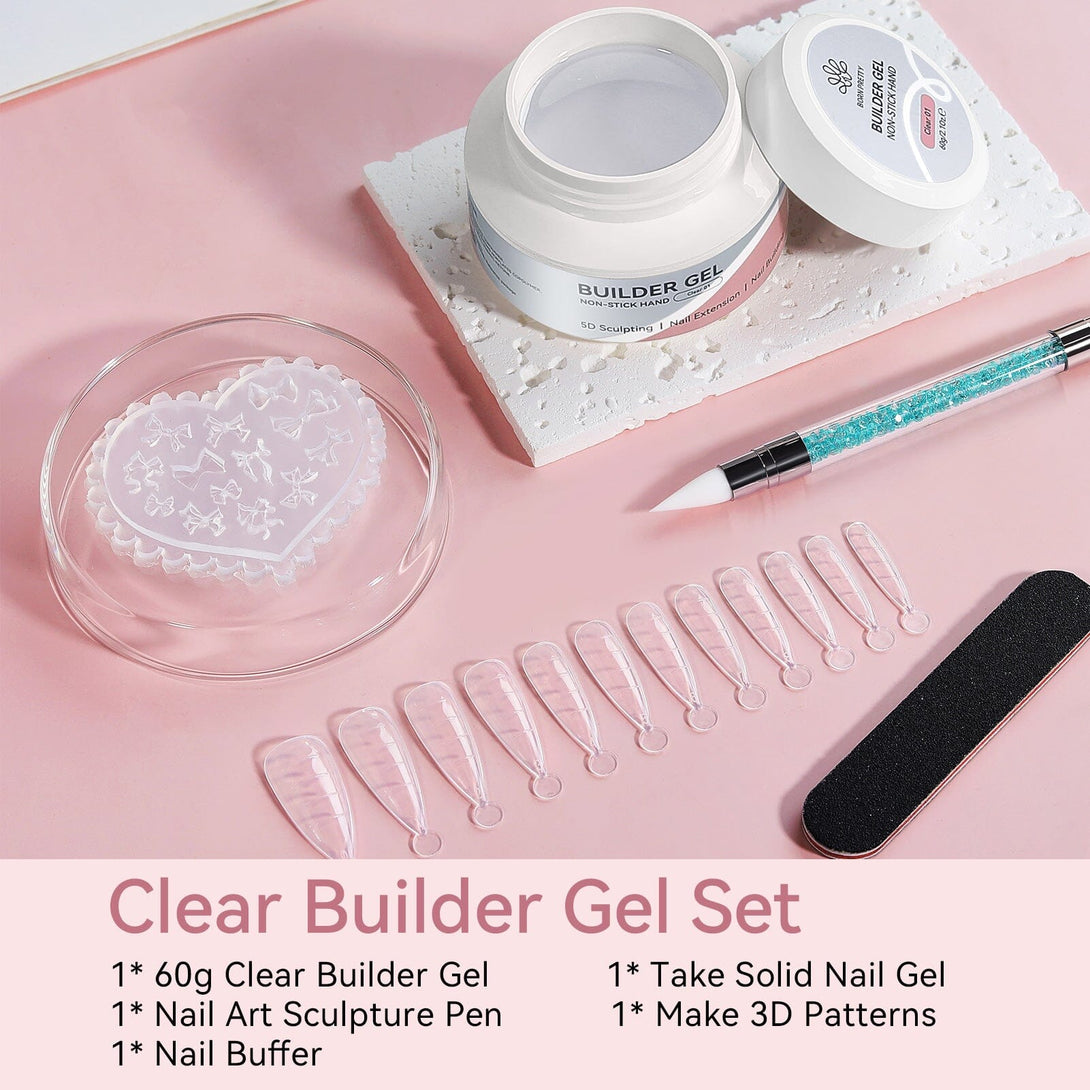 Clear 60g Non Stick Hand Extension Nail Kit #01 Extension Nail Gel BORN PRETTY 