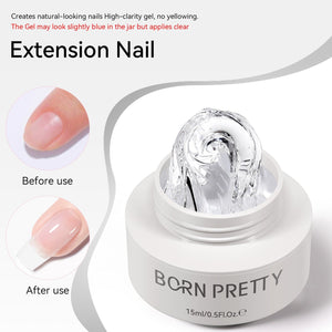 Clear & White Non Stick Hand Extension Nail Kit 15ml Extension Nail Gel BORN PRETTY 