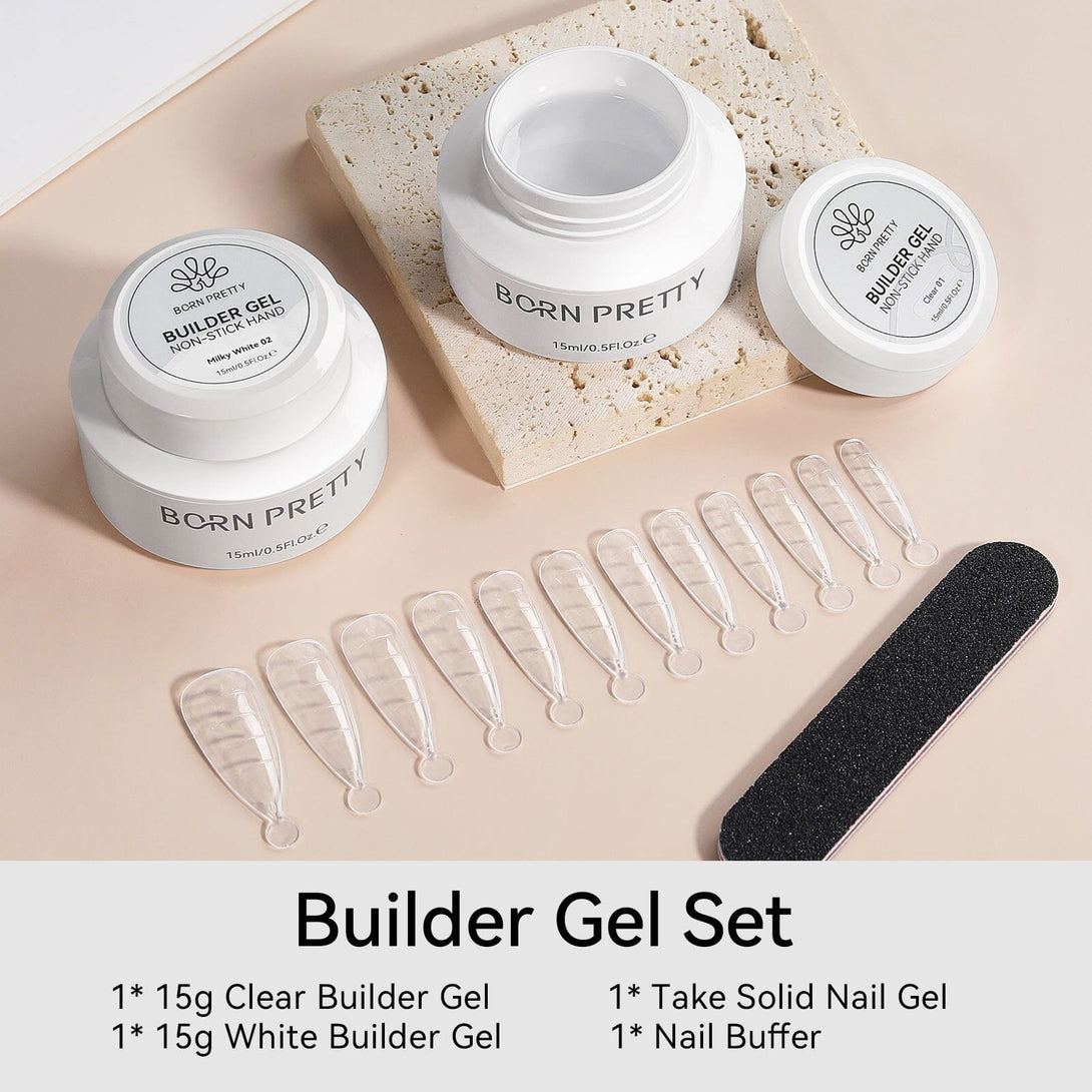 Clear & White Non Stick Hand Extension Nail Kit 15ml Extension Nail Gel BORN PRETTY 