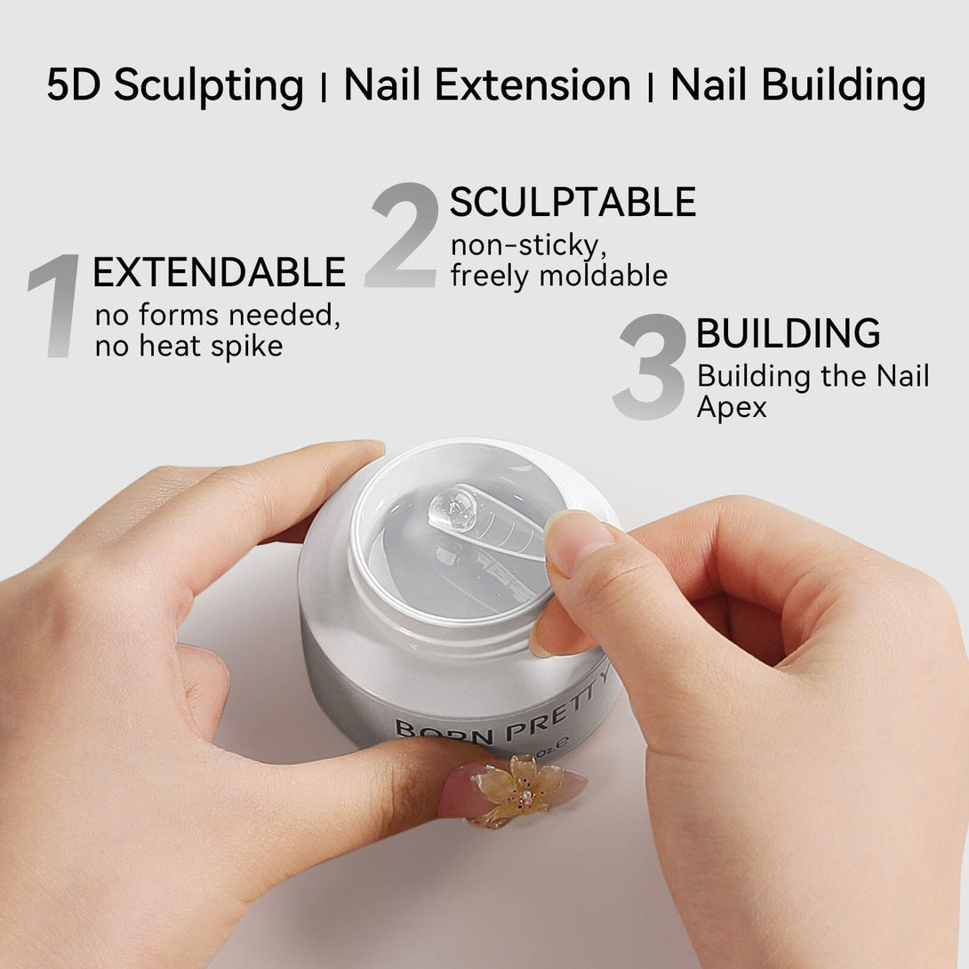 Clear & White Non Stick Hand Extension Nail Kit 15ml Extension Nail Gel BORN PRETTY 