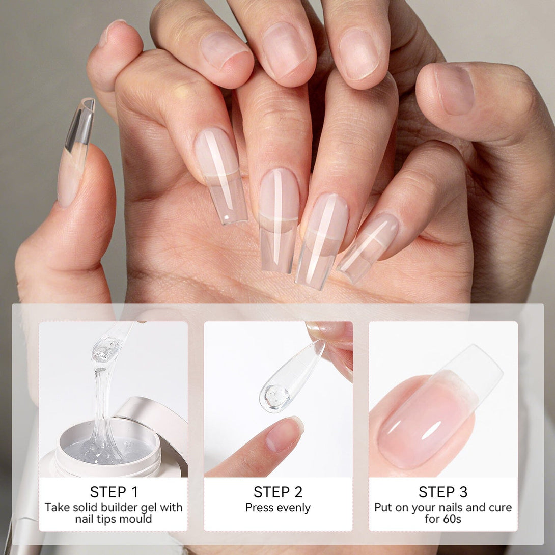 Clear & White Non Stick Hand Extension Nail Kit 15ml Extension Nail Gel BORN PRETTY 