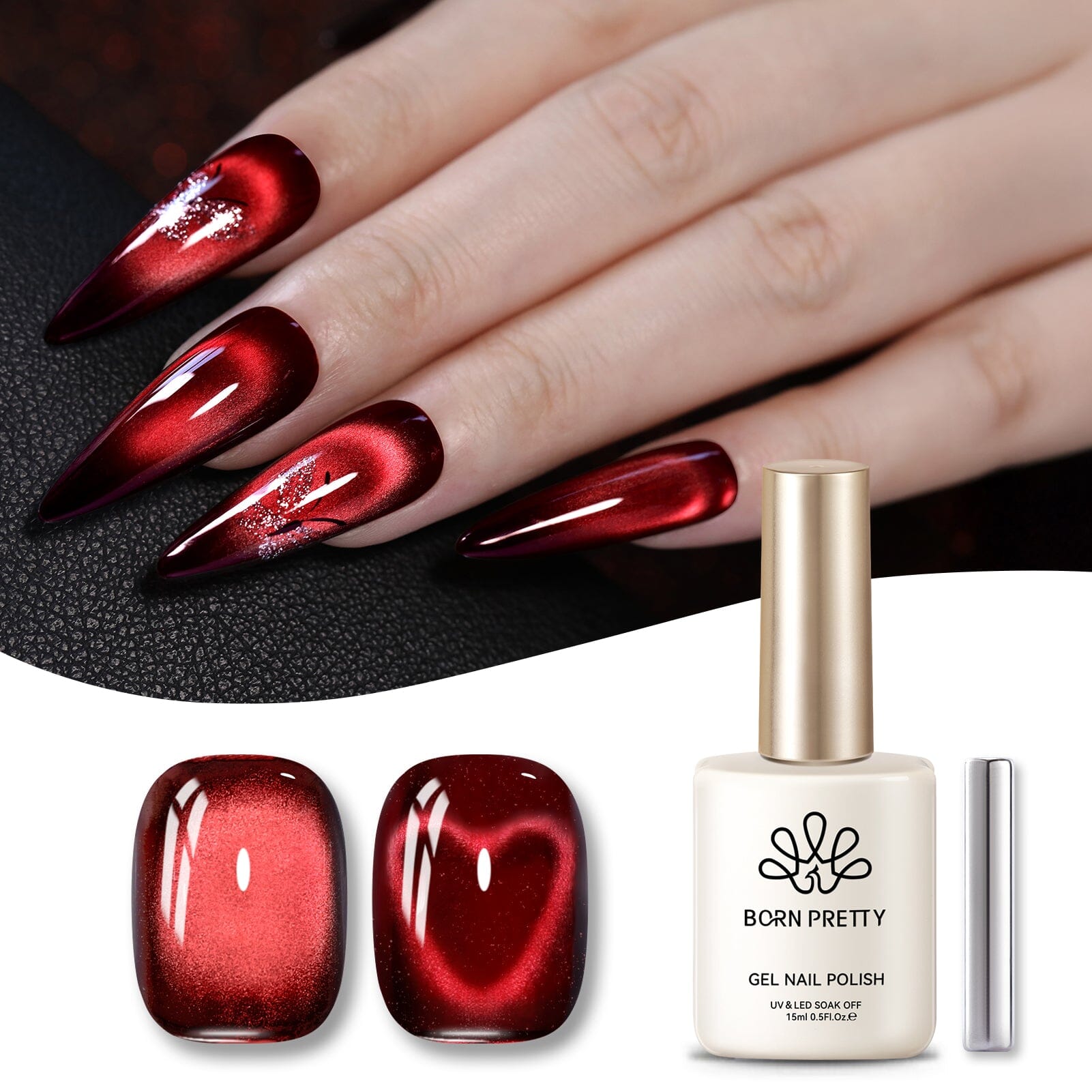 Glass Cat Magnetic Gel Polish MY153 Wishing Apple 15ml Gel Nail Polish BORN PRETTY 