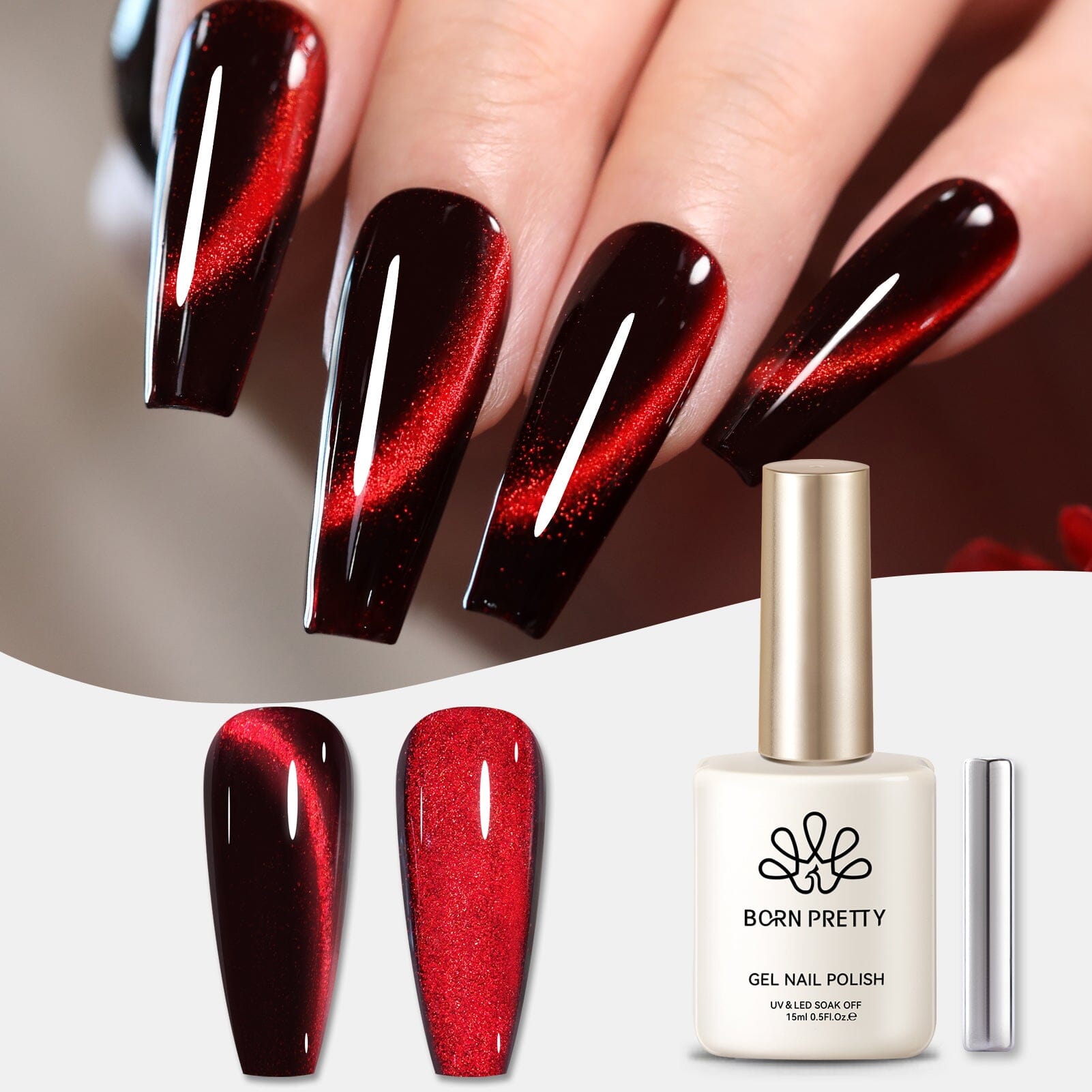 Cat Magnetic Gel Polish MY154 Red Spider Lily 15ml Gel Nail Polish BORN PRETTY 