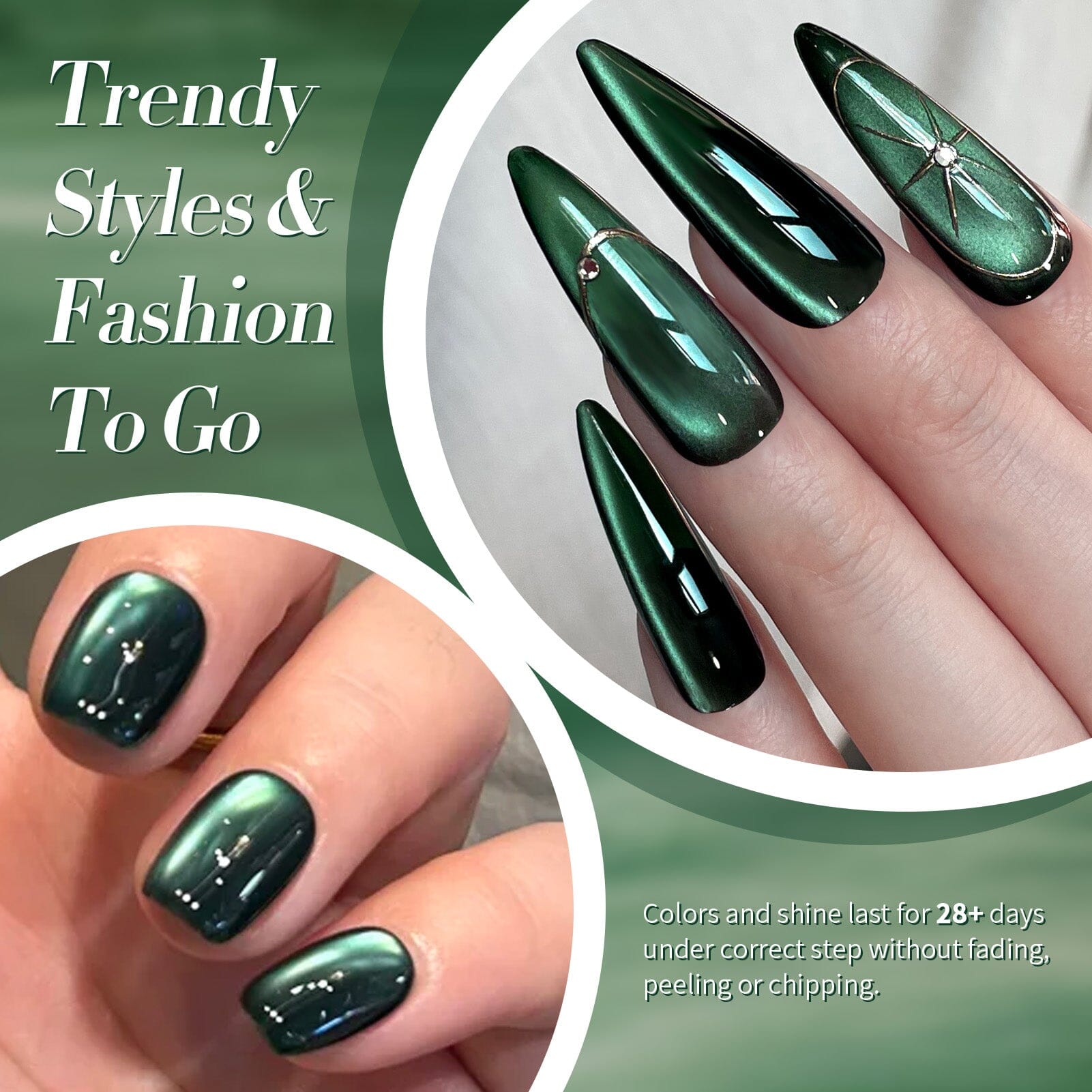Glass Cat Magnetic Gel Polish MY128 Only Green 15ml Gel Nail Polish BORN PRETTY 