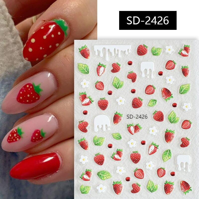 Cherry Strawberry 3D Nail Stickers Clearance No Brand SD-2426 