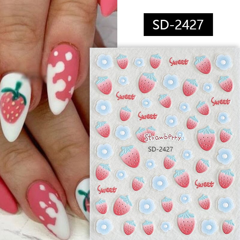 Cherry Strawberry 3D Nail Stickers Clearance No Brand SD-2427 
