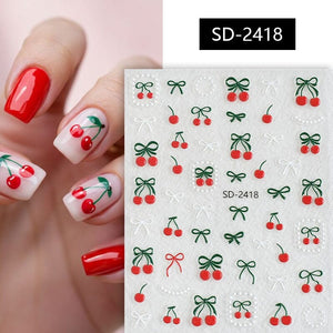 Cherry Strawberry 3D Nail Stickers Clearance No Brand SD-2418 