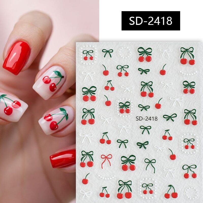 Cherry Strawberry 3D Nail Stickers Clearance No Brand SD-2418 