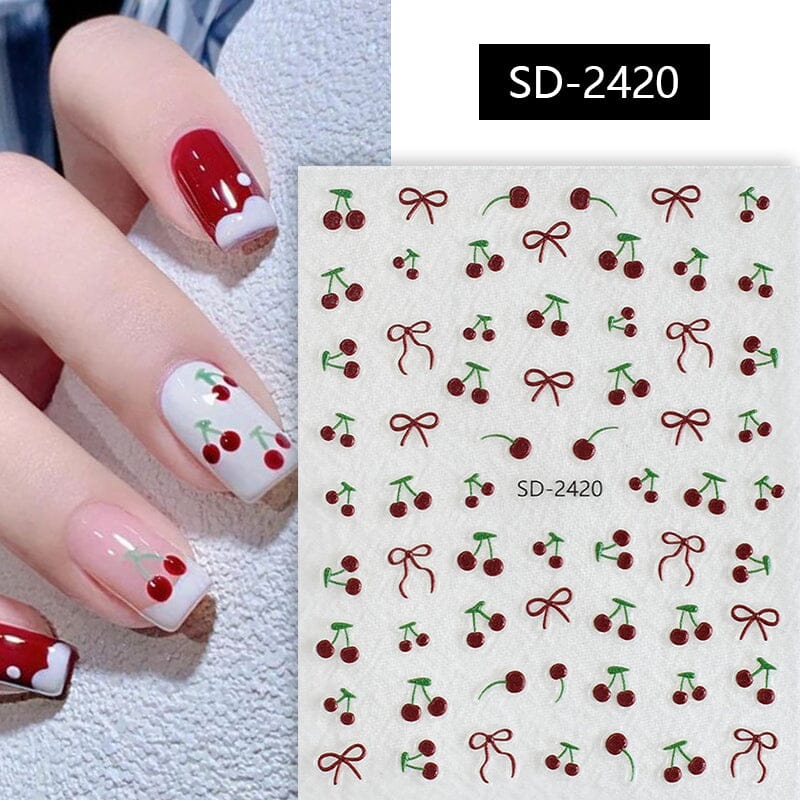 Cherry Strawberry 3D Nail Stickers Clearance No Brand SD-2420 