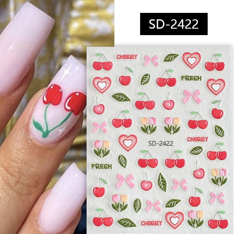 Cherry Strawberry 3D Nail Stickers Clearance No Brand SD-2422 