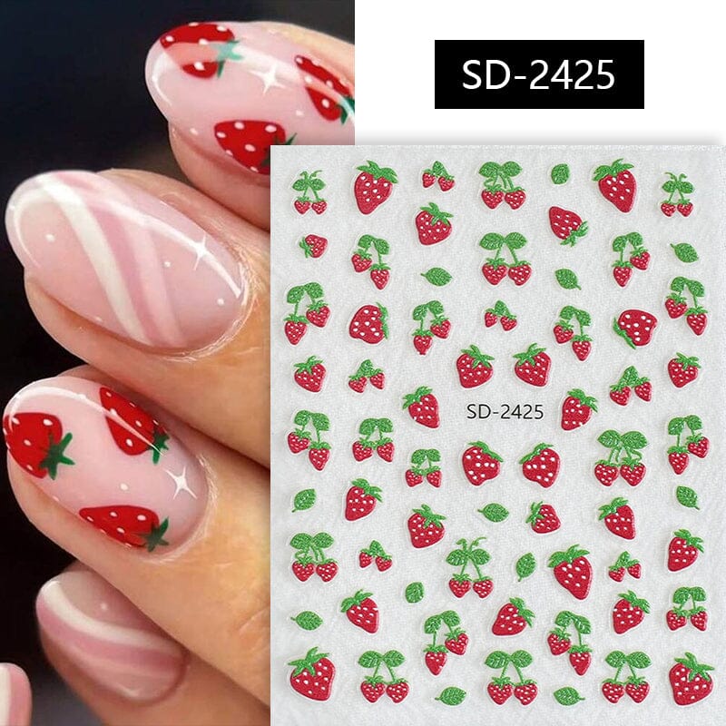 Cherry Strawberry 3D Nail Stickers Clearance No Brand SD-2425 