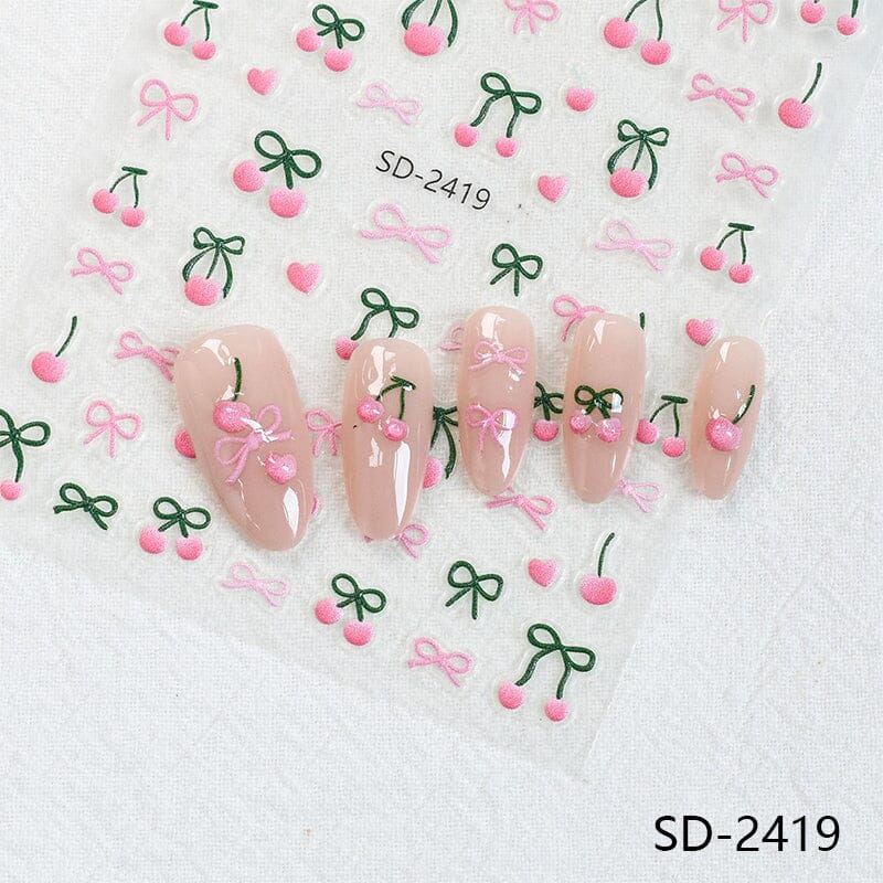 Cherry Strawberry 3D Nail Stickers Clearance No Brand 