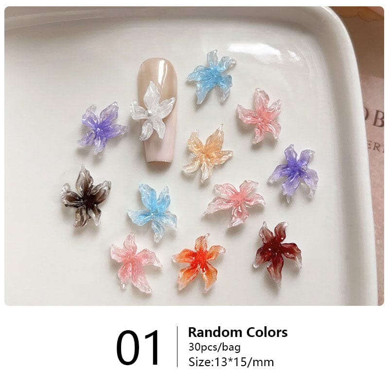 30pcs Lily Flowers Plastic Nail Art Decorations Clearance No Brand 01 