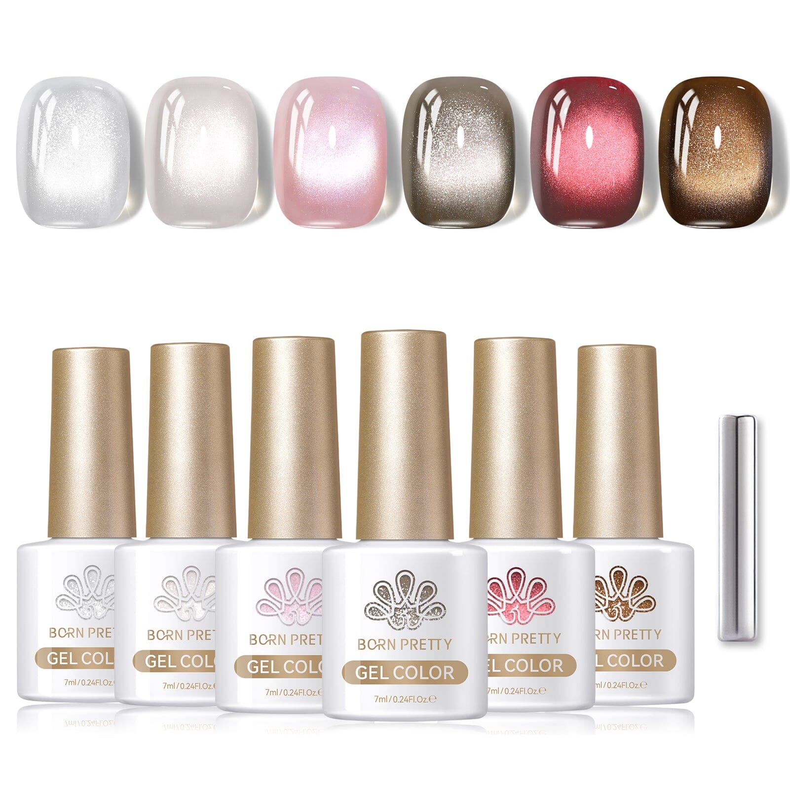 6 Colors Glass Cat Magnetic Gel Polish Set M11 Obsidian Ode 7ml Gel Nail Polish BORN PRETTY 