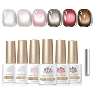 6 Colors Glass Cat Magnetic Gel Polish Set M11 Obsidian Ode 7ml Gel Nail Polish BORN PRETTY 