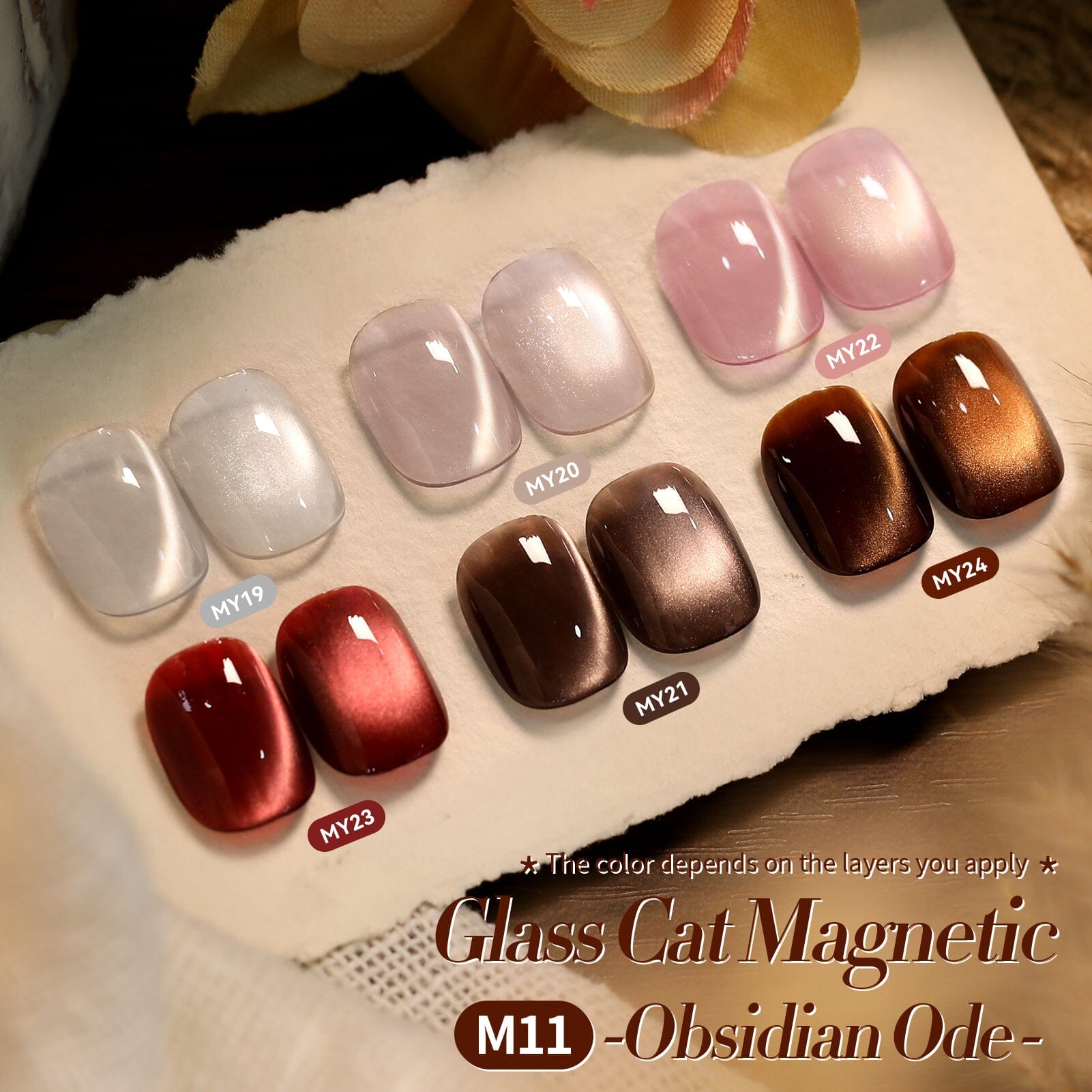 6 Colors Glass Cat Magnetic Gel Polish Set M11 Obsidian Ode 7ml Gel Nail Polish BORN PRETTY 