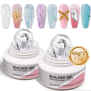 Hema-Free Non Stick Hand Extension Gel 60g Extension Nail Gel BORN PRETTY 2pcs Clear 