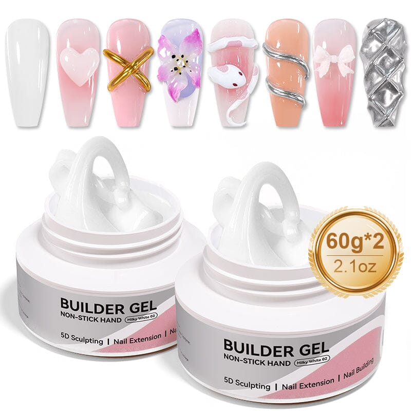 Hema-Free Non Stick Hand Extension Gel 60g Extension Nail Gel BORN PRETTY 2pcs Milky White 