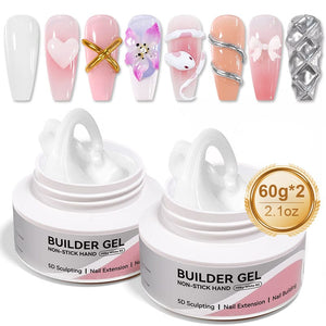 Hema-Free Non Stick Hand Extension Gel 60g Extension Nail Gel BORN PRETTY 2pcs Milky White 