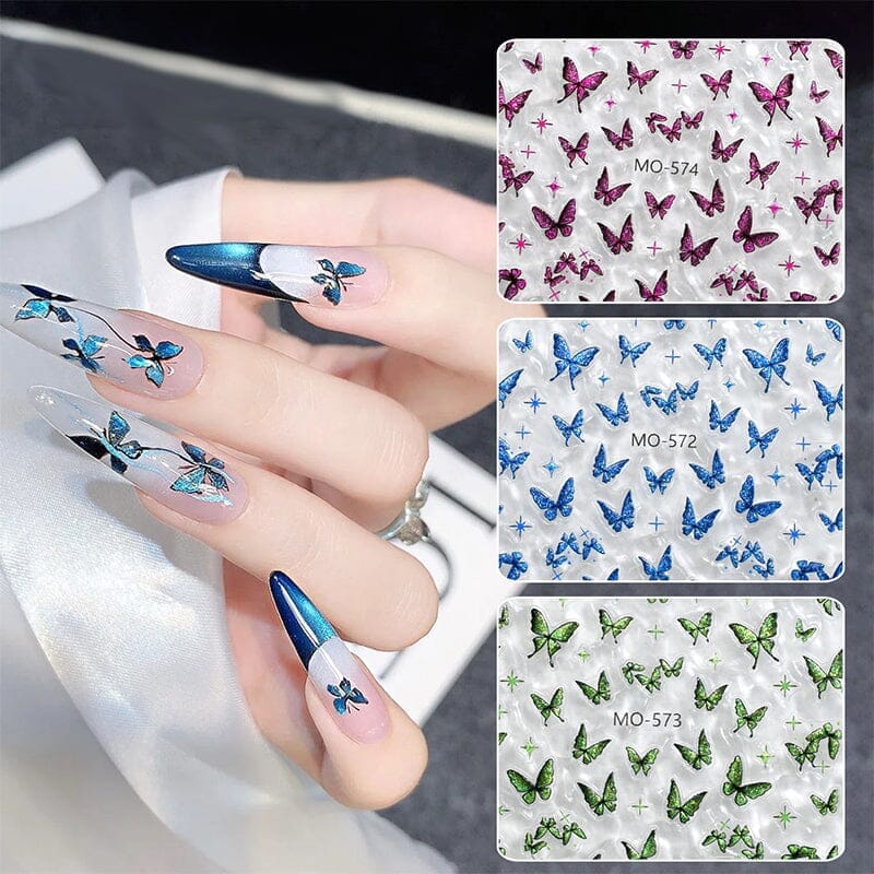 Glitter Butterfly 3D Nail Stickers MO-573 Clearance No Brand 