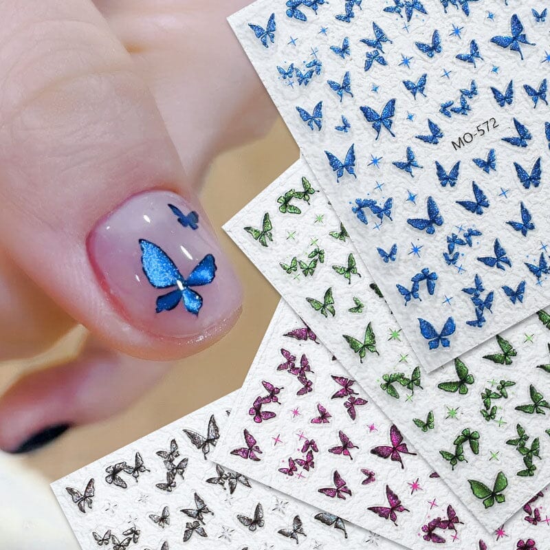 Glitter Butterfly 3D Nail Stickers MO-573 Clearance No Brand 