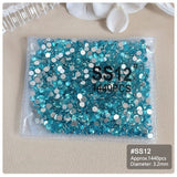 1440pcs Lake Blue Flatback Round Nail Art Rhinestones SS3-SS16 Nail Decoration No Brand SS12 
