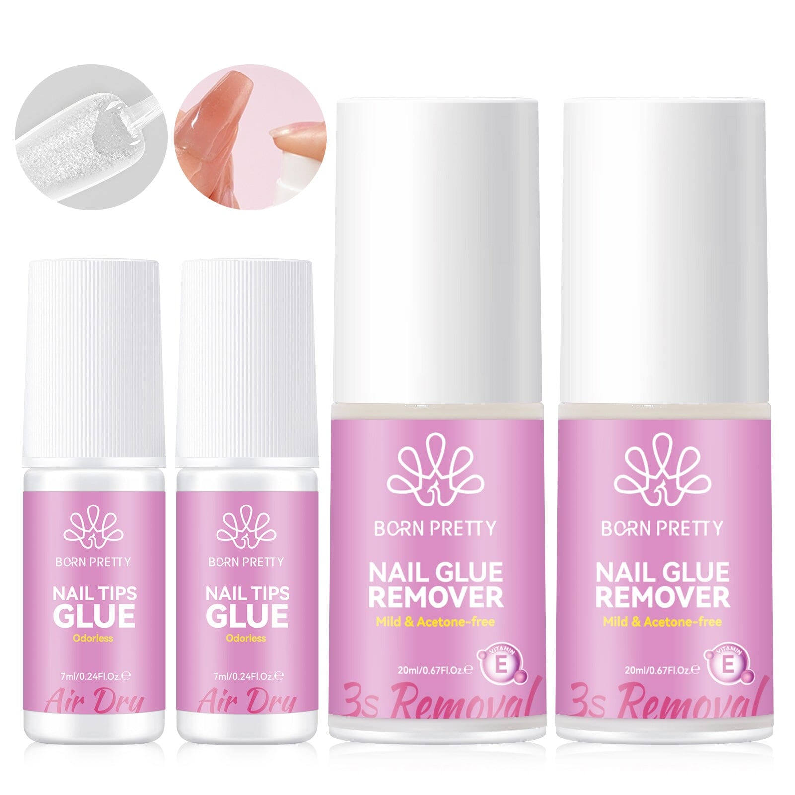Odorless UV Free Nail Tips Glue Remover Nail Tips BORN PRETTY Set 04 