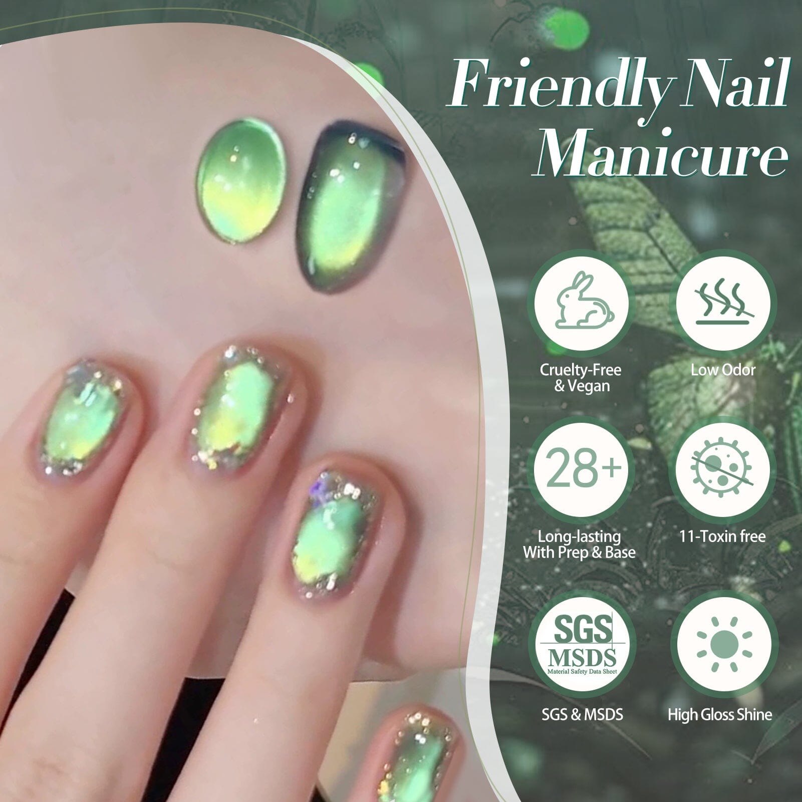 Colored Cat Magnetic Gel Polish MY120 Shadowstar Bamboo 15ml Gel Nail Polish BORN PRETTY 