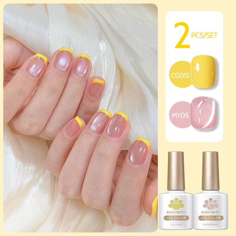 2 Bottles Gel Set French Cat Magnetic Gel 10ml Gel Nail Polish BORN PRETTY Set 01 