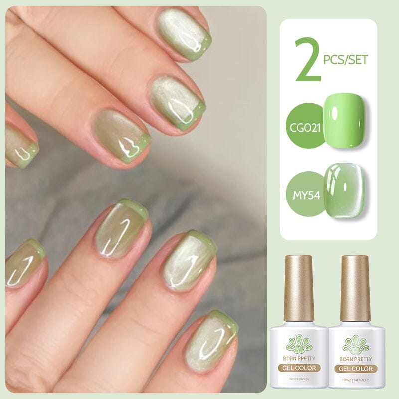 2 Bottles Gel Set French Cat Magnetic Gel 10ml Gel Nail Polish BORN PRETTY Set 13 