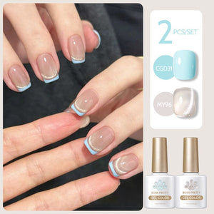 2 Bottles Gel Set French Cat Magnetic Gel 10ml Gel Nail Polish BORN PRETTY Set 07 