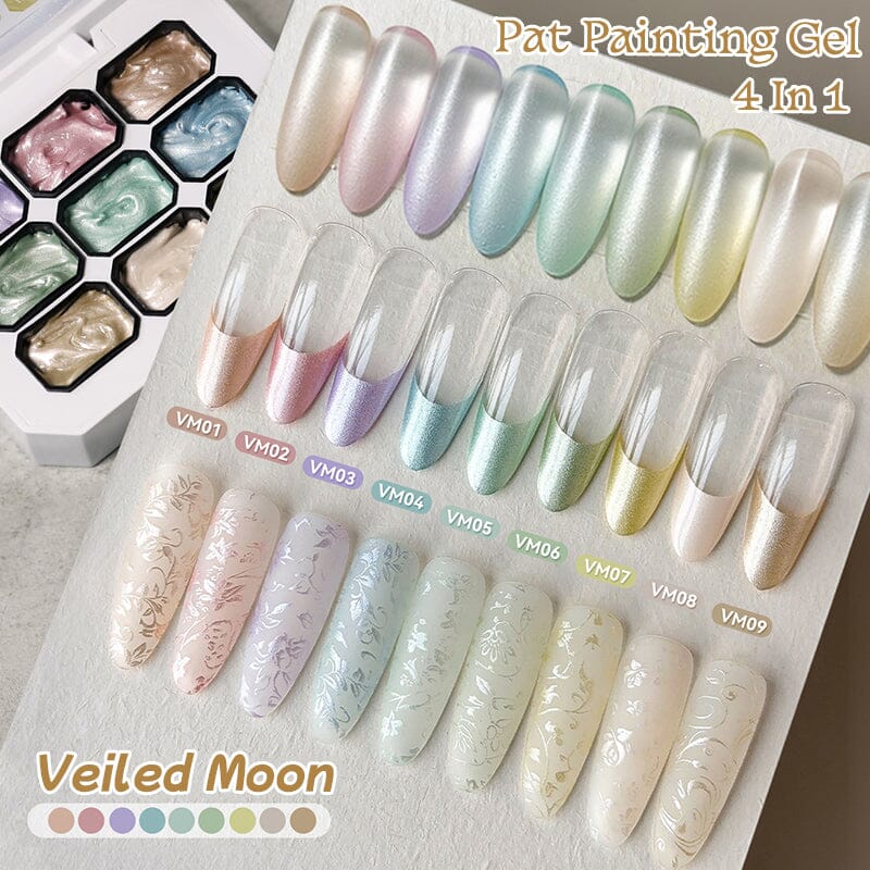 9 Colors 4 in 1 Pat Painting Gel Veiled Moon Gel Nail Polish UR SUGAR 