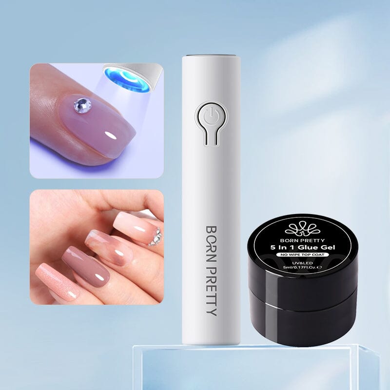 Mini Hand Light & 5 in 1 Glue Gel Clear Sets & Kits BORN PRETTY 