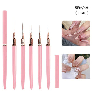 5pcs Liner Nail Brush Set Tools & Accessories No Brand Pink 