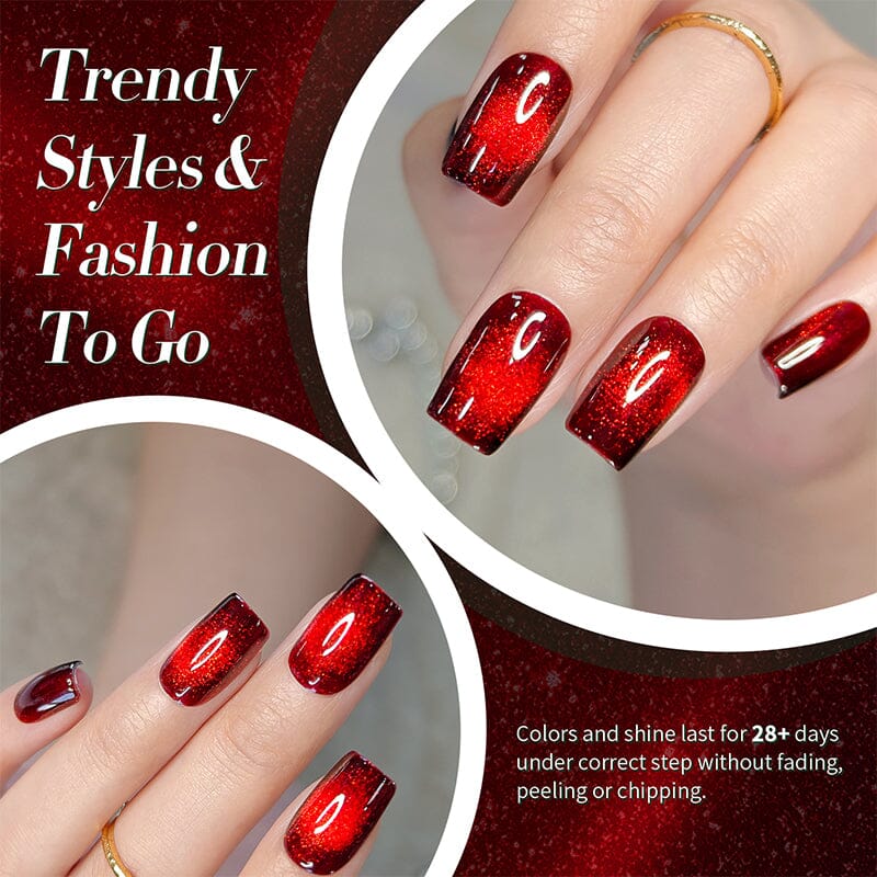 TPO & HEMA Free Glass Bead Cat Magnetic Gel MY154 Red Spider Lily 10ml Gel Nail Polish BORN PRETTY 