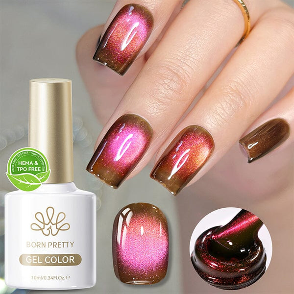 TPO & HEMA Free Glass Bead Cat Magnetic Gel MY121 Guava Soda 10ml Gel Nail Polish BORN PRETTY 