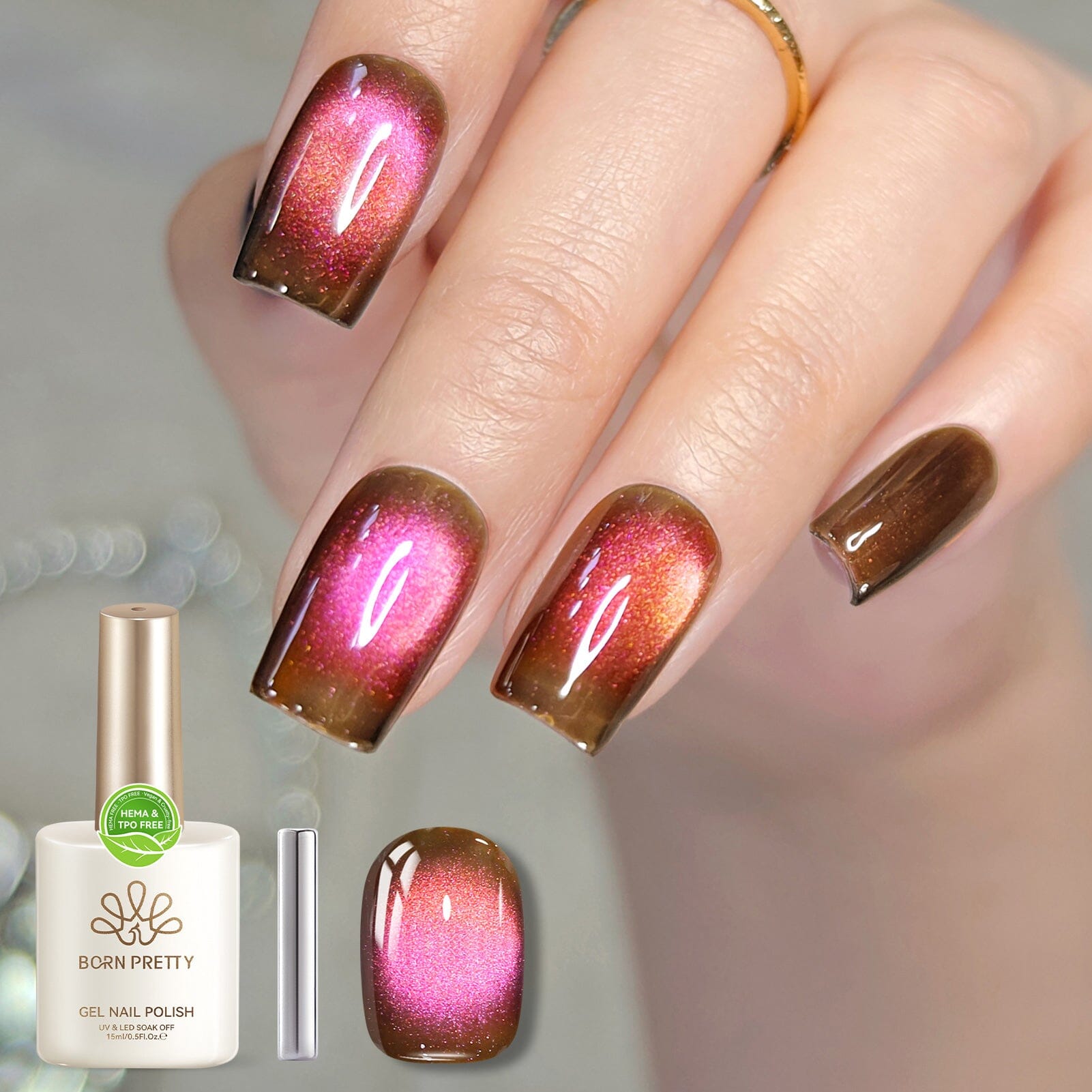 HEMA/TPO FREE Colored Cat Magnetic Gel MY121 Guava Soda 15ml Gel Nail Polish BORN PRETTY 