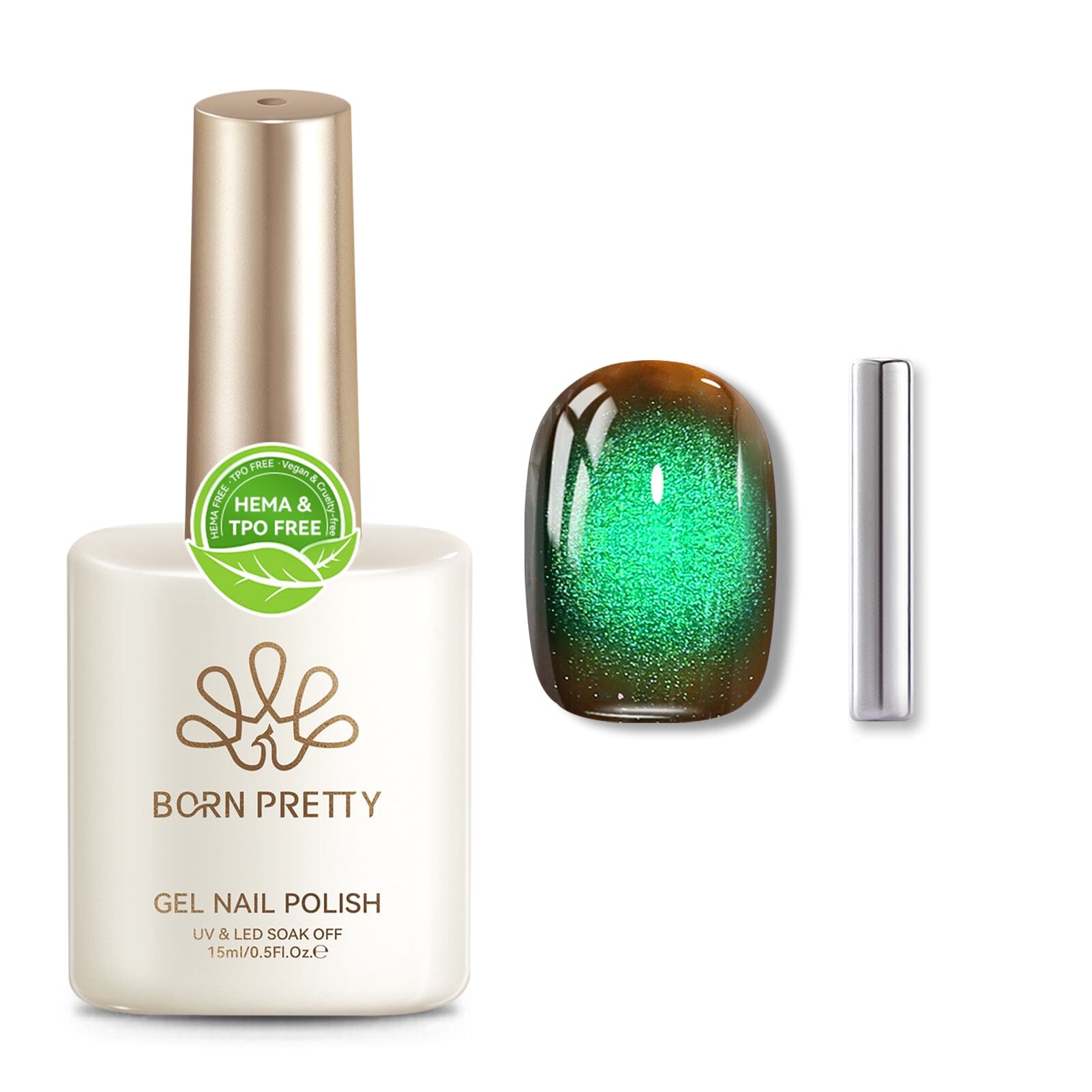 HEMA/TPO FREE Colored Cat Magnetic Gel MY126 Mint Soda 15ml Gel Nail Polish BORN PRETTY 