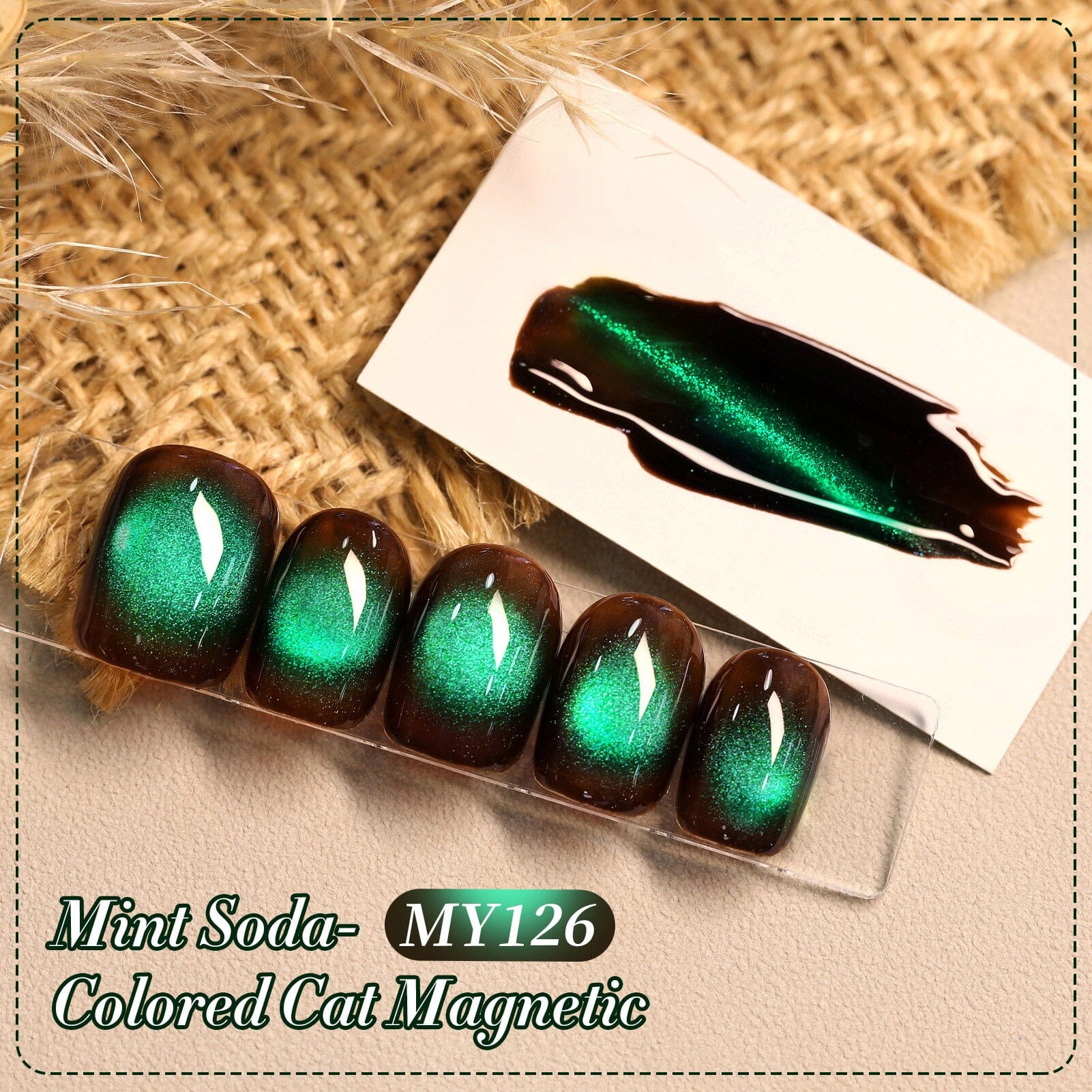 HEMA/TPO FREE Colored Cat Magnetic Gel MY126 Mint Soda 15ml Gel Nail Polish BORN PRETTY 
