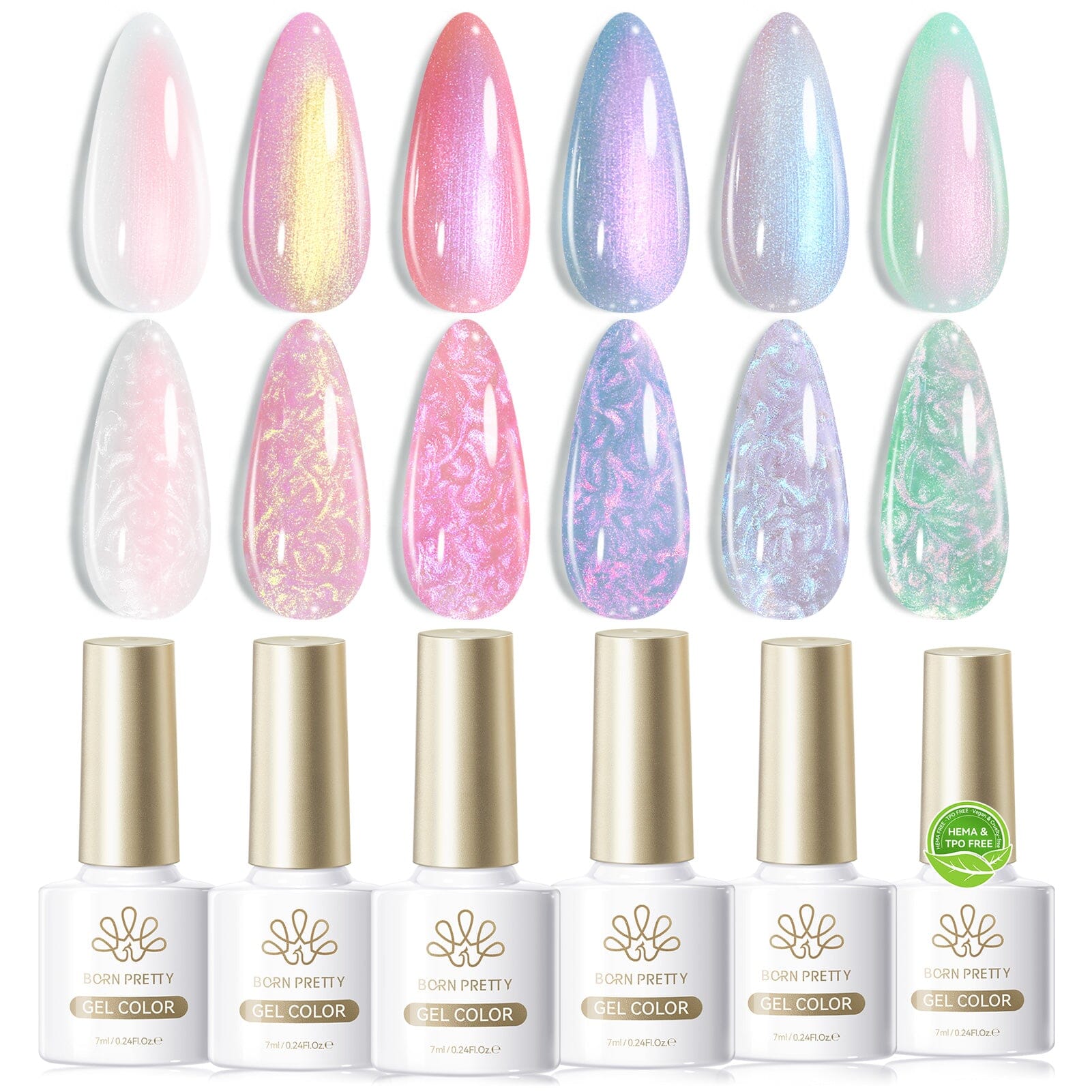6 Colors HEMA/TPO FREE Shell Thread Nail Gel T09 Milky Planet 7ml Gel Nail Polish BORN PRETTY 