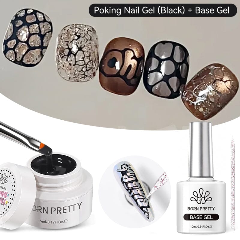 Poking Nail Gel 5ml Gel Nail Polish BORN PRETTY Black+Base 