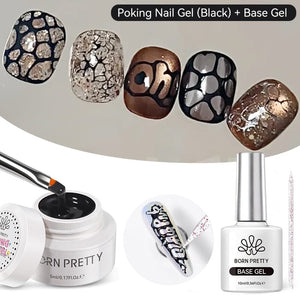 Poking Nail Gel 5ml Gel Nail Polish BORN PRETTY Black+Base 