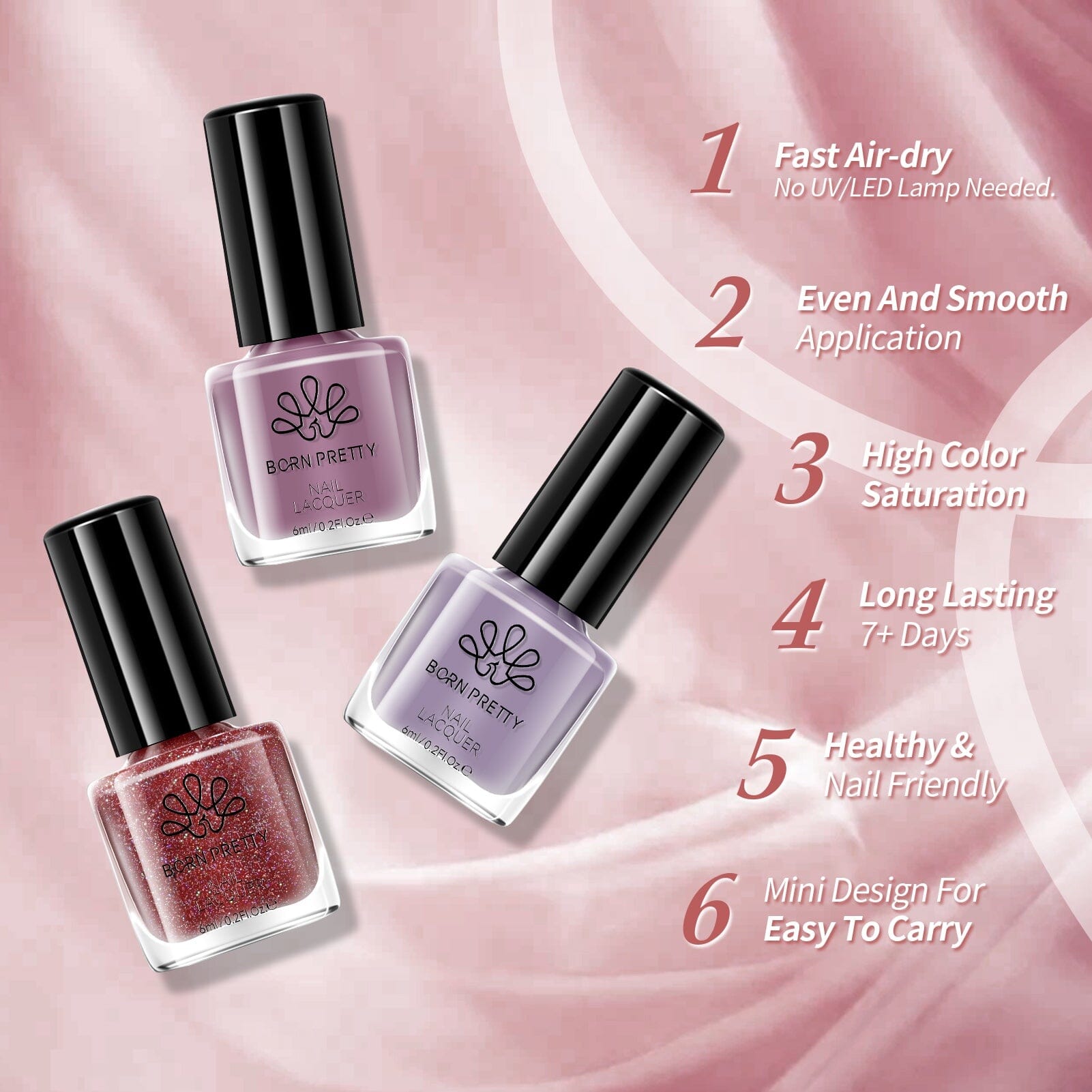 6 Bottles Nail Polish Muted Muse 6ml Nail Polish BORN PRETTY 