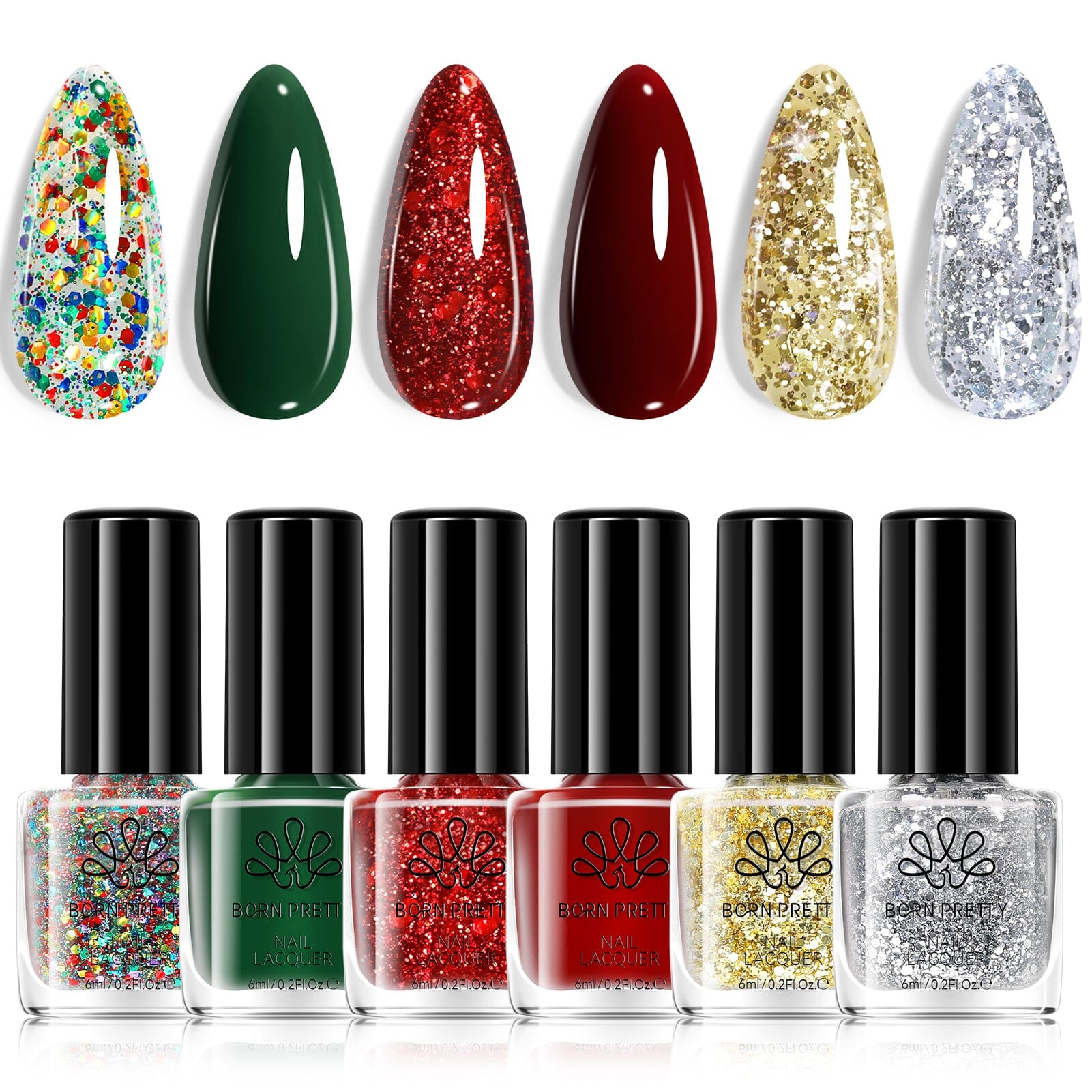 6 Bottles Nail Polish Christmas Carnival 6ml Nail Polish BORN PRETTY 